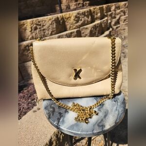 Vtg. Paloma Picasso TIFFANY crossbody/shoulder bag. Taupe color